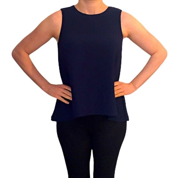 White House Black Market Tops - WHBM Navy Blue Sleeveless Tunic Top